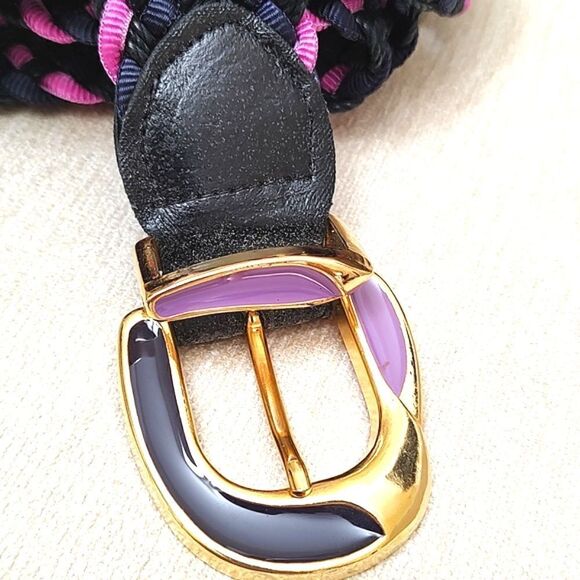 Vintage Woven Braided Belt Gold Statement Buckle Size M - Picture 2 of 9